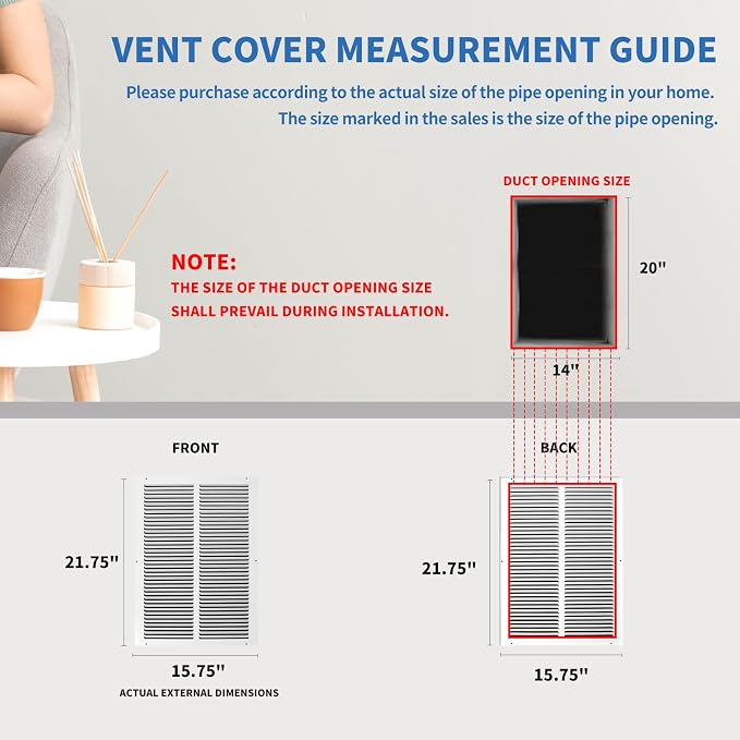 14x20 Return Air Grille, Air Return Vent Cover, Flat Return Air Grilles - Image 3
