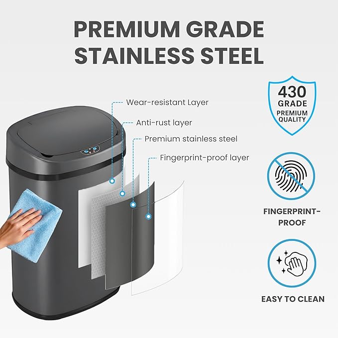 iTouchless 13 Gallon Automatic Sensor Trash Can - Image 5
