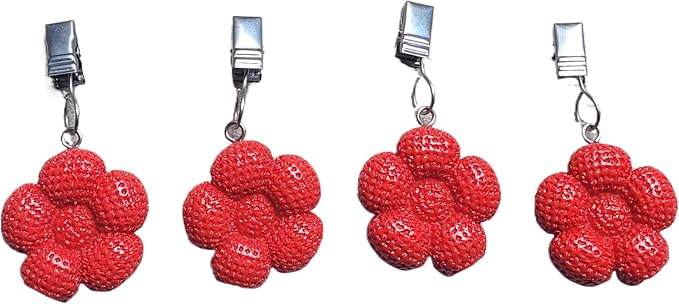 TwoFish Home Set of 4 Red Flower Resin Tablecloth Weights Clips Red Flower - Image 3