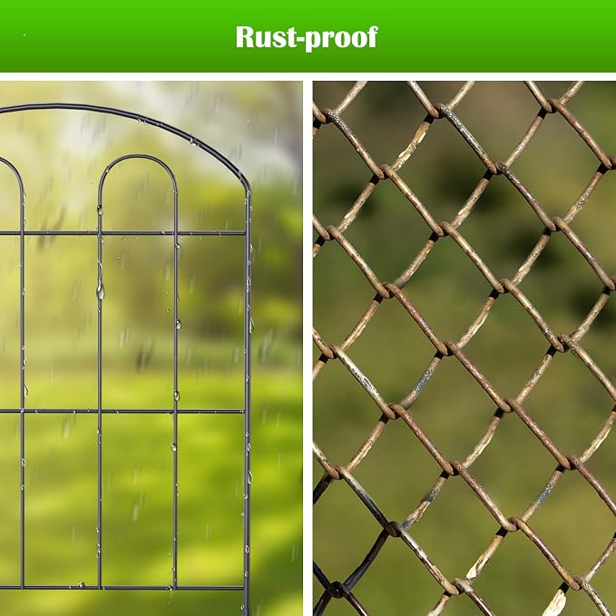 Decorative Garden Fence Outdoor 24in x 10ft Coated Metal RustProof Landscape - Image 8
