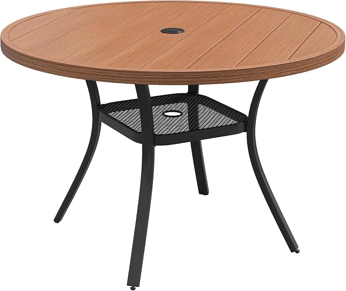 VICLLAX Round Patio Dining Table, 41 inch Metal Outdoor Dining Table by HOME