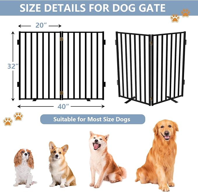 Full Metal Freestanding Dog Gates, Extra Wide Foldable Dog Fences - Image 2