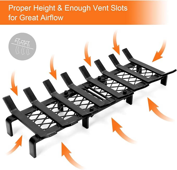 24" Fireplace Grates with Ember Retainer, Fireplace Wood Holder - Image 3