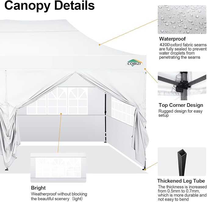 COBIZI 10x20 Pop up Canopy Tent - Image 5