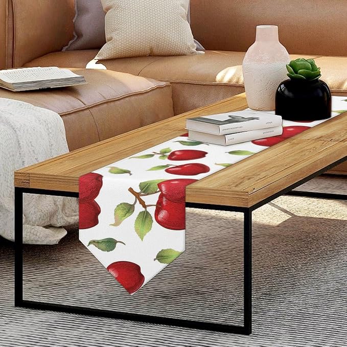 Apples Leaves Table Runners 90 Inches Long Table Runner Washable Kitchen Dining - Image 8