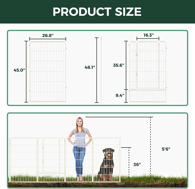 FXW Garden Fence Outdoor for The Yard – 45in x 54.7ft Heavy Duty Metal Animal - Image 2