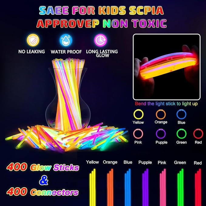 500 Pcs Glow Sticks Bulk Party Pack, Glow in the Dark Light Up Sticks - Image 6