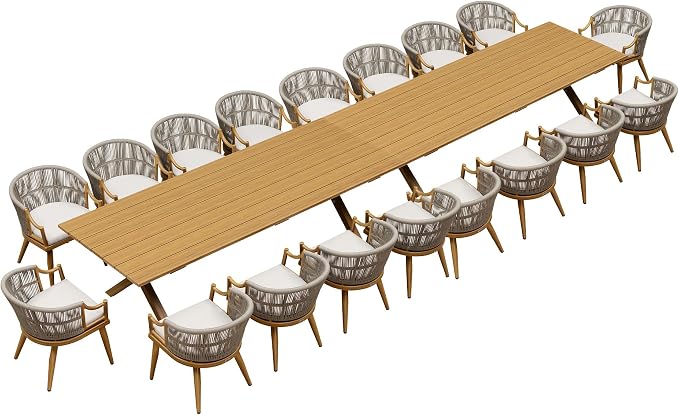 PURPLE LEAF 20 Pieces Outdoor Dining Set All Weather Wicker Patio Dining Set by Unknown