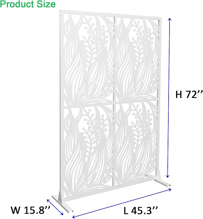 Metal Privacy Screen Room Divider 72" H x 45.3" W, Free Standing Decorative - Image 8