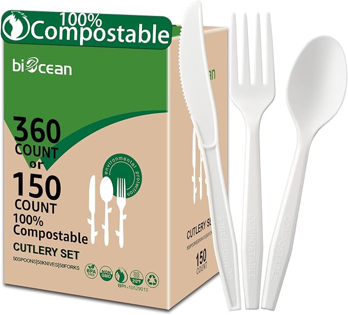 100% Compostable No Plastic Utensils by Biocean