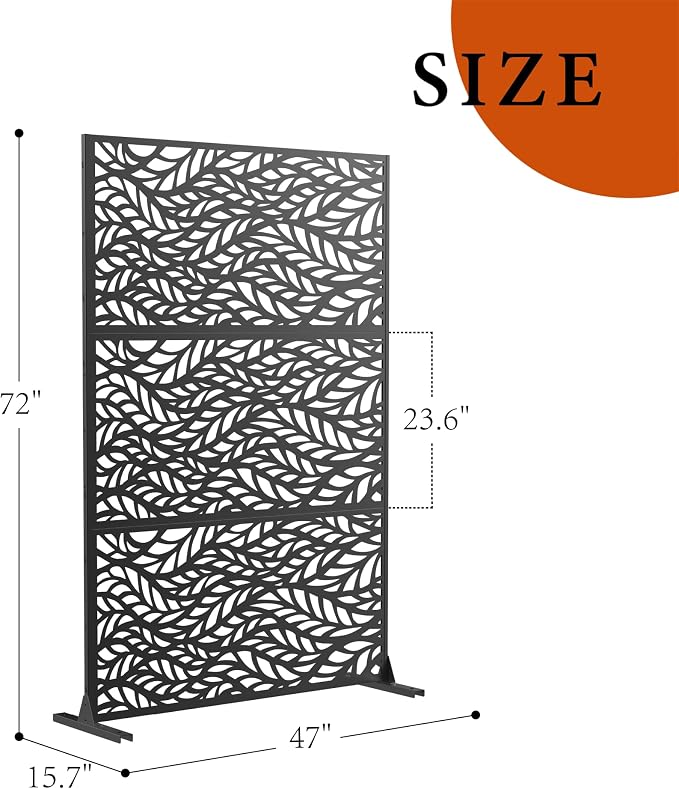 GarveeLife Metal Privacy Screen 72" h x 47" w, Outdoor Privacy Screens and - Image 2