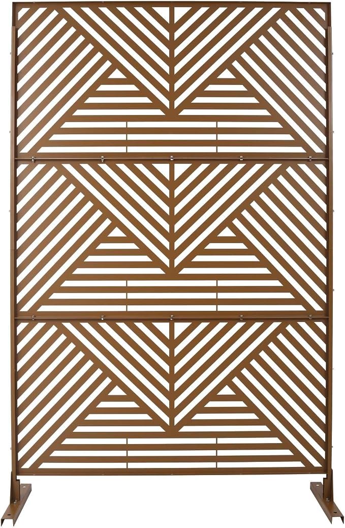 Outdoor Privacy Screen with Geometric Design – Metal Decorative Panel, - Image 8