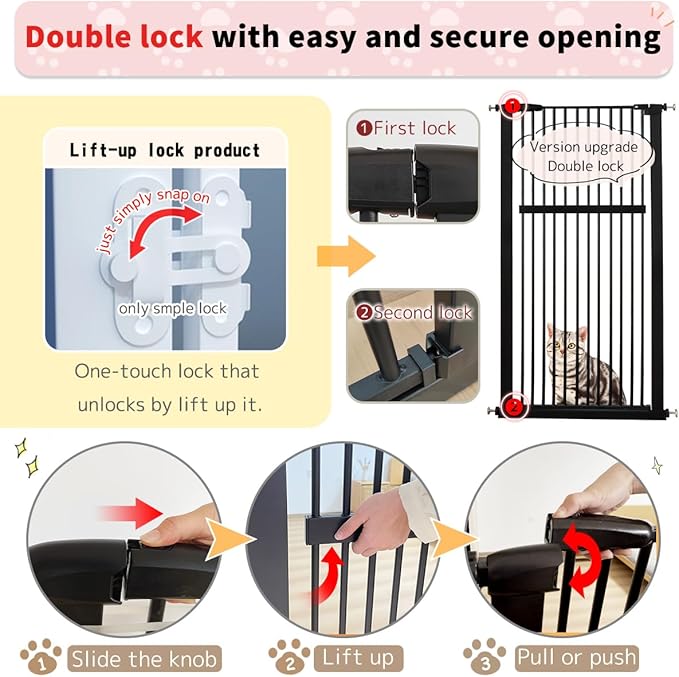 Lumizone Extra Tall Pet Gate 55.12" High Pressure Mounted 46.65"-50.78" Extra - Image 8