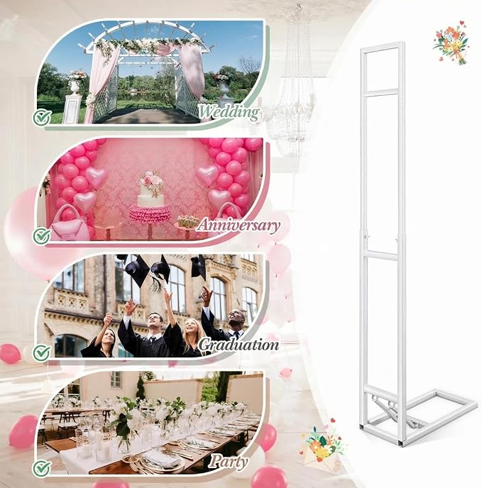 White Wedding Backdrop Stand Metal Balloon Arch Backdrop Stand - Image 5