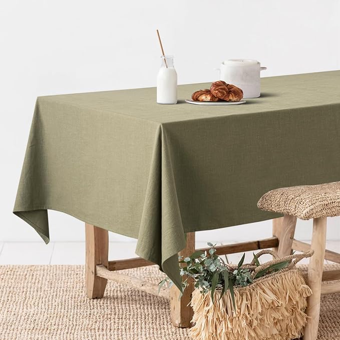 MIULEE Linen Cotton Blend Tablecloth Rectangle, Luxury Waterproof Stain - Image 2
