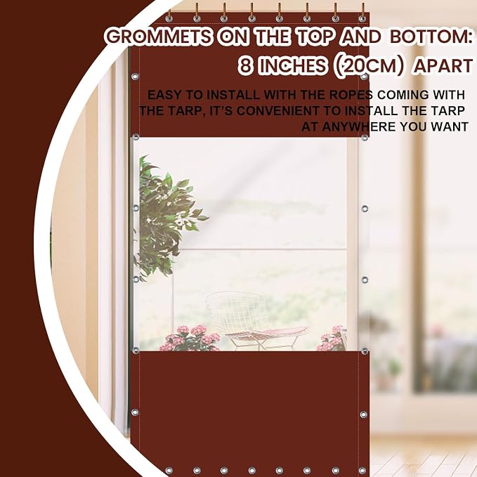 20 Oz Outdoor Vinyl Curtain, Outdoor Clear Panel Curtain, Weather Resistant - Image 4