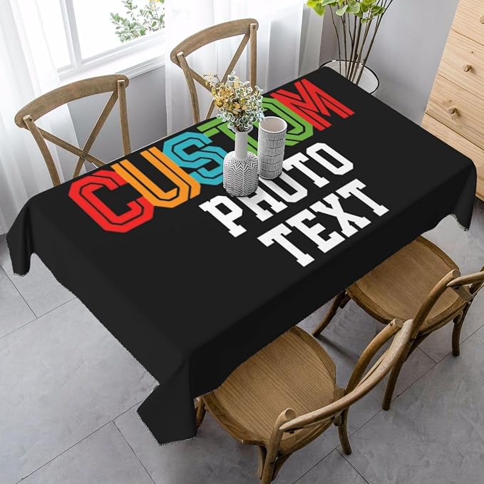 Custom Rectangle Table Cloth, Add Your Own Photo Logo Text, Personalized by Unknown