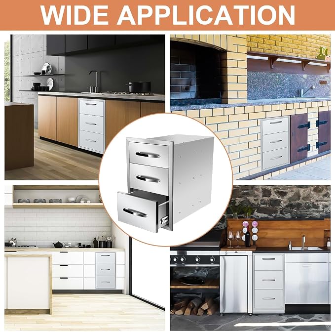 Outdoor Kitchen Drawers, Box Frame Style Flush Mount BBQ Drawer w/Stainless - Image 4