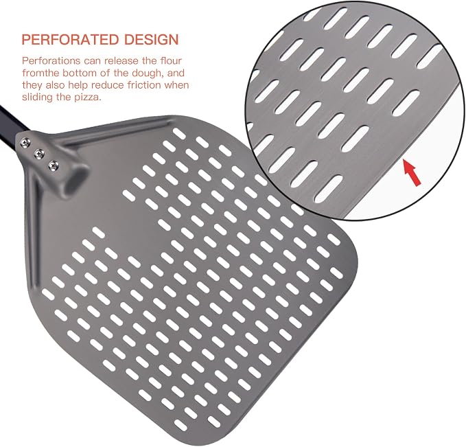 G.a HOMEFAVOR 12"x 15" Perforated Pizza Peel 47 Inch overall, Rectangular - Image 5