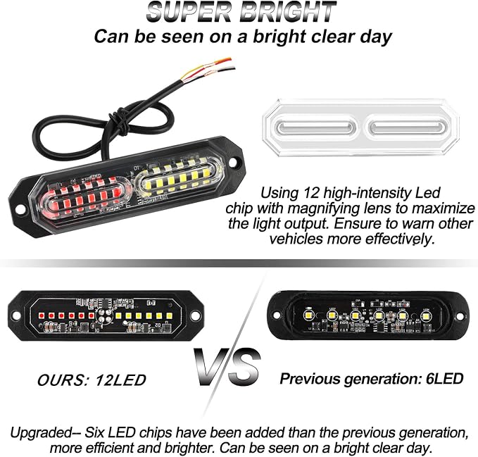 ASPL 8pcs Sync Feature Ultra Slim 12-LED Surface Mount Flashing Strobe Lights - Image 2