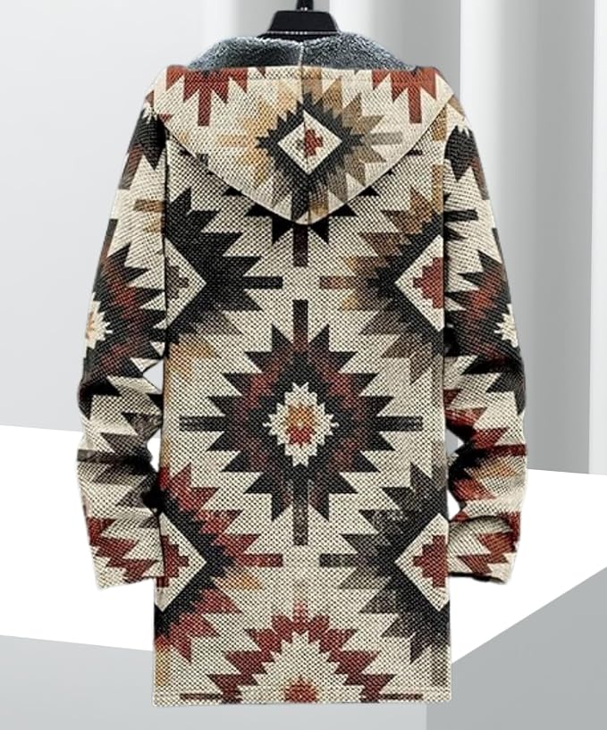 Men's Hooded Sweater Coat Knit Fleece Lined Long Cardigan Jacket - Image 2