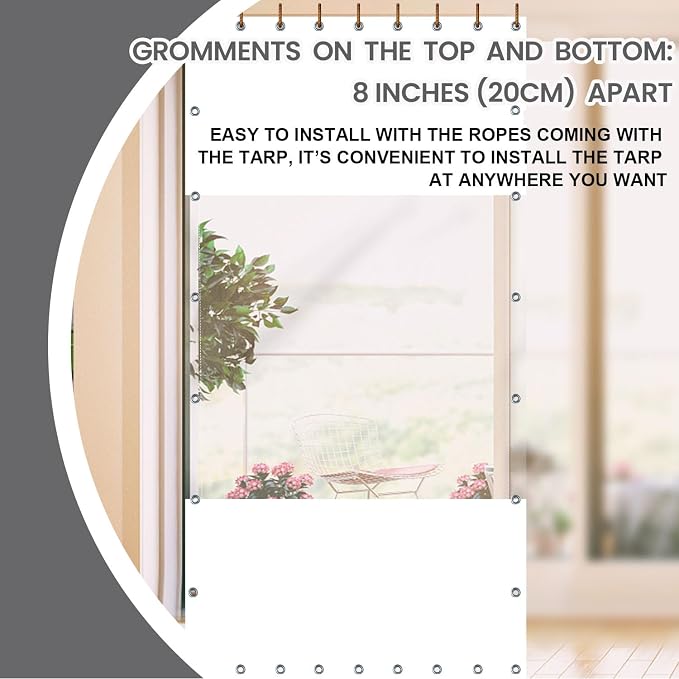 20 Oz Outdoor Vinyl Curtain, Outdoor Clear Panel Curtain, Weather Resistant - Image 3
