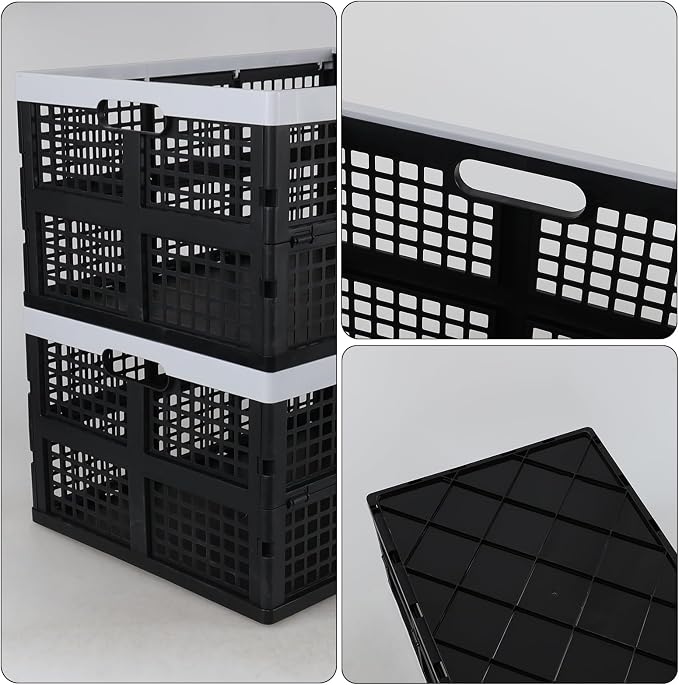 Yuright 3 Pack Folding Storage Crates Large, 67 L Plastic Stackable Utility - Image 3