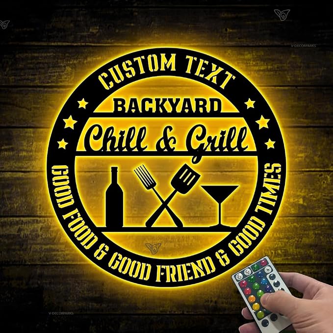 Backyard Bar & Grill LED Sign by V-Decorparks