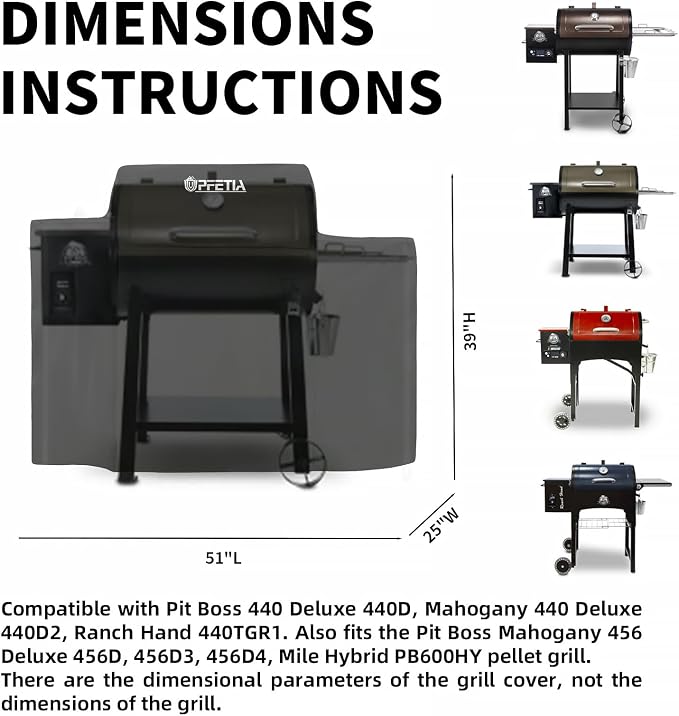 Grill Cover for Pit Boss 440 Deluxe Wood Pellet Grill, 73440/456 Pellet Cover - Image 2