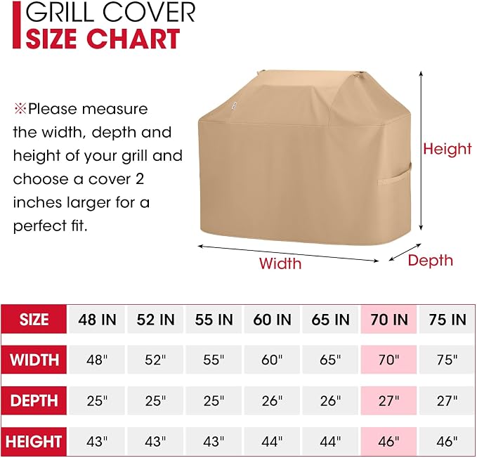 Unicook 70 Inch Grill Cover for Outdoor Grill, Heavy Duty Large BBQ Cover - Image 6