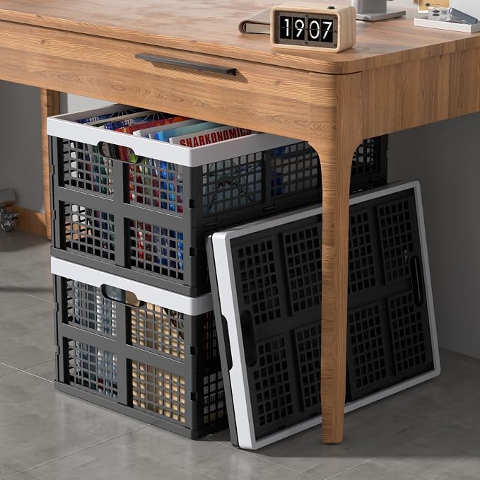 4 Pack Collapsible Plastic Storage Crates, Utility Folding Milk Crates - Image 7