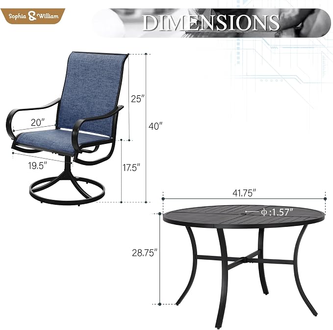 Sophia & William Outdoor Dining Set Patio Dining Set - Image 7