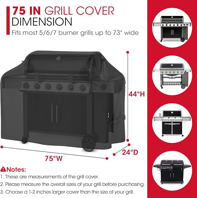 Unicook Grill Cover 75 Inch for Outdoor Grill, Large BBQ Cover - Image 2