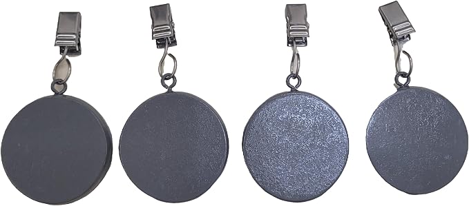 TwoFish Home Set of 4 Gray Round Pendant Resin Tablecloth Weights Clips Gray - Image 2