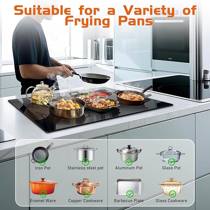 Noxton 36 Inch Electric Cooktop 5 Burner Electric Stove Top, Built-in Radiant - Image 5