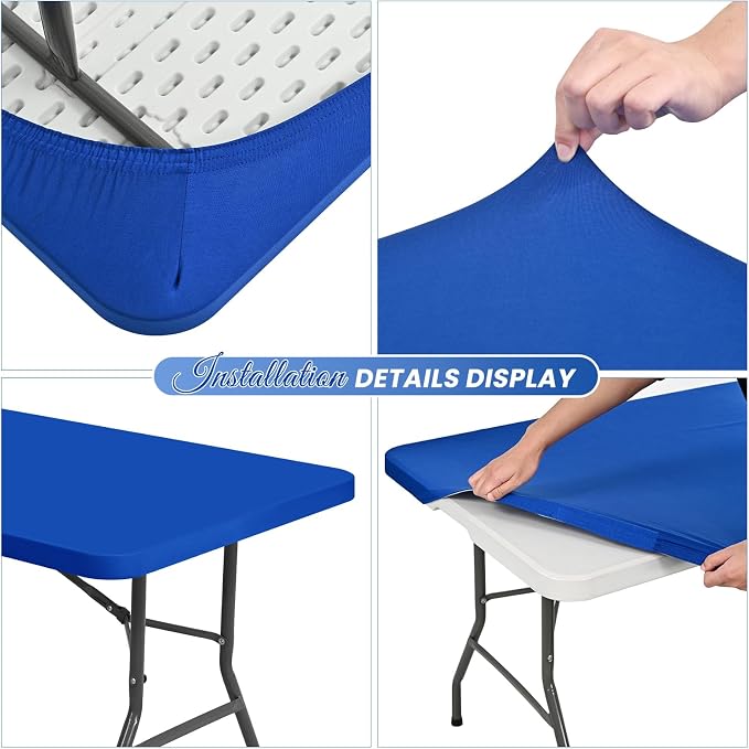 10 Pack Stretch Fabric Table Top Cap Cover, fits 8Ft Tables, Spandex Table - Image 4
