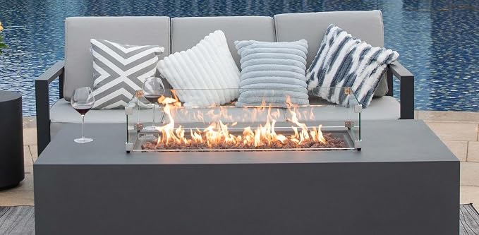 AMS Fireplace | Rectangular Fire Pit Glass Wind Guard - Image 7