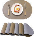 Oval Faux Leather Placemats Set of 6, Reversible PU Placemat by Unknown