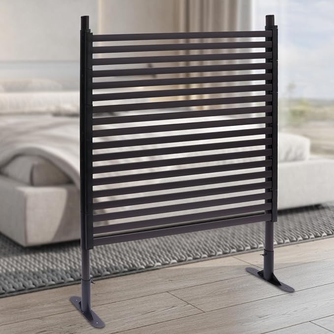 Outdoor Freestanding Privacy Screens, 35.4" W x 47" H Metal Slatted Decorative - Image 7