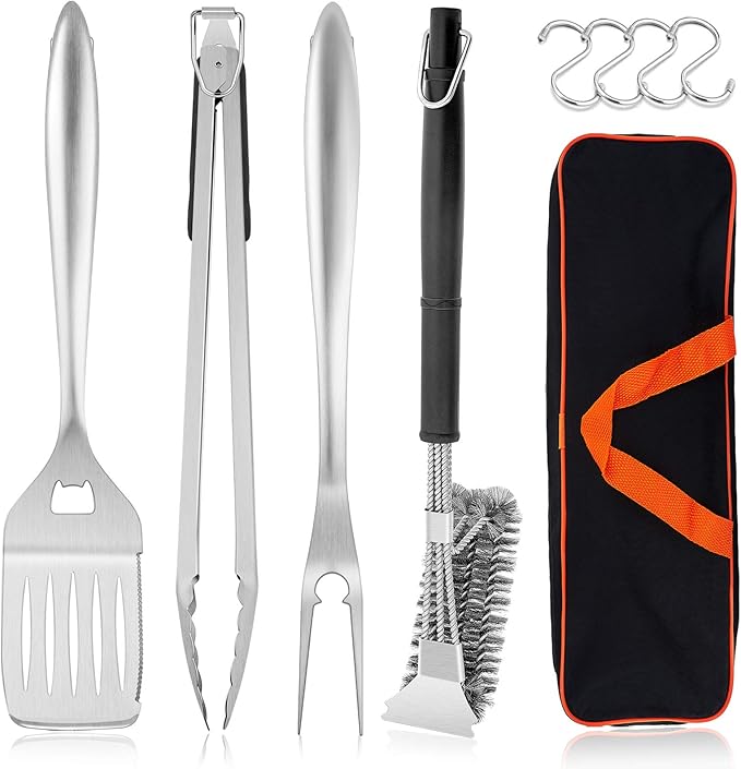 Barbecue Tool Set, 5-Piece Stainless Steel Grilling Kit, 18 Inch