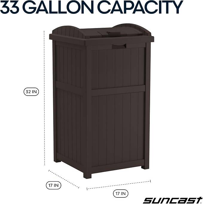 Suncast 33 Gallon Durable Plastic Hideaway Outdoor Garbage Can - Image 4