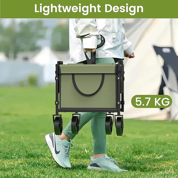 Collapsible Wagon with Wheels, 220 lbs Wagons Carts Foldable Wagon Cart with - Image 3