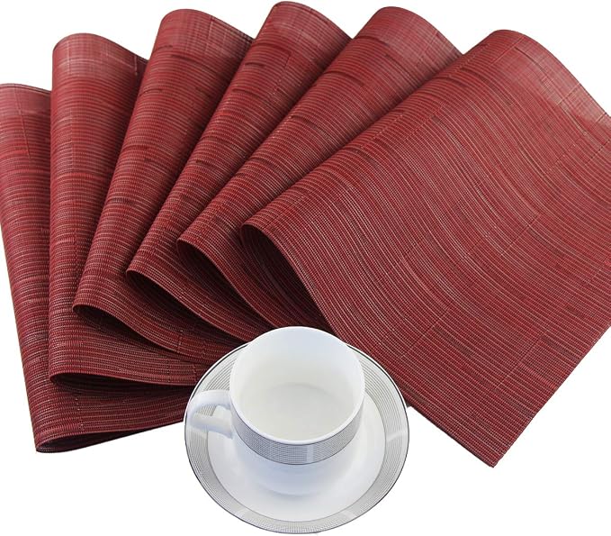 Vinyl Placemats, Washable Table Mats Easy to Clean Woven Placemats - Image 3