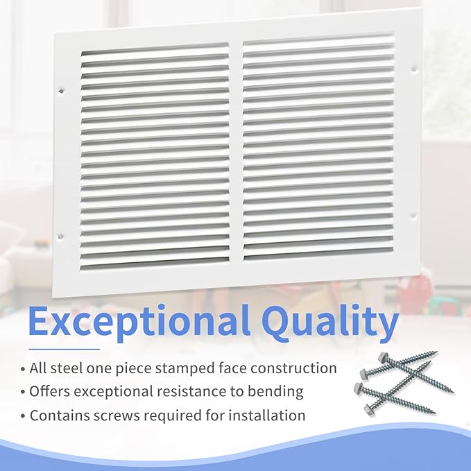 14"W x 10"H Steel Return Air Grille, Air Return Vent Cover - Image 2