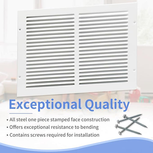 14"W x 10"H Steel Return Air Grille, Air Return Vent Cover - Image 2