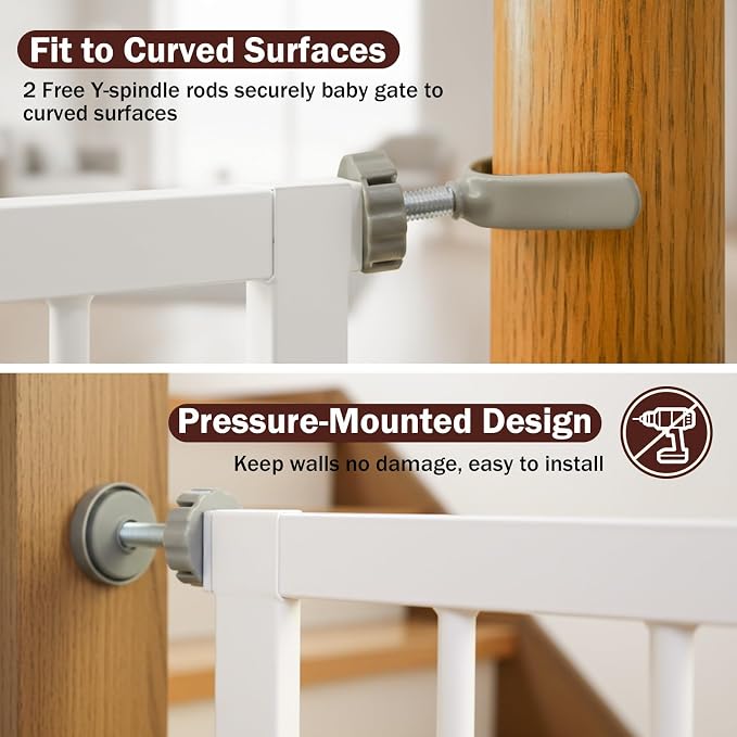 29.7-46" Extra Wide Baby Gate for Stairs, Pressure Mounted Dog Gate Indoor for - Image 8