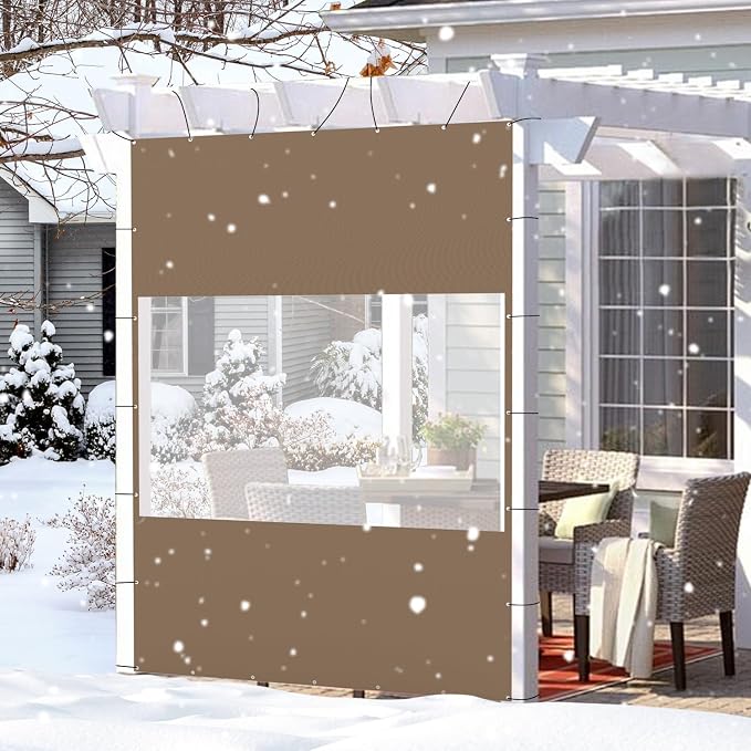 Domi Heavy Duty Outdoor Clear Panel Curtain, 18 oz Waterproof PVC Polyester by domioutdoorliving