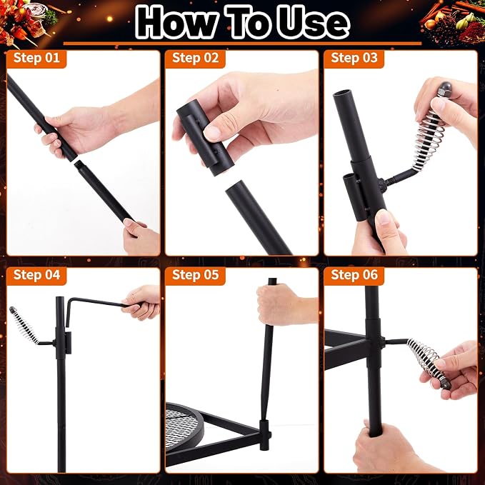 24" Fire Pit Campfire Grill Grate, Easy Setup & Adjustable Height - Image 4