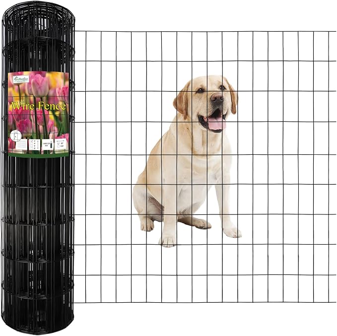 Black PVC Coated Welded Wire Fence 36 Inch x 50 Foot, 2 Inch x 4 Inch 14GA by FOREHOGARGARDEN%EF%BC%86HOME
