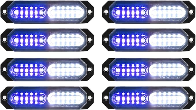 ASPL 8pcs Sync Feature Ultra Slim 12-LED Surface Mount Flashing Strobe Lights by ASPL
